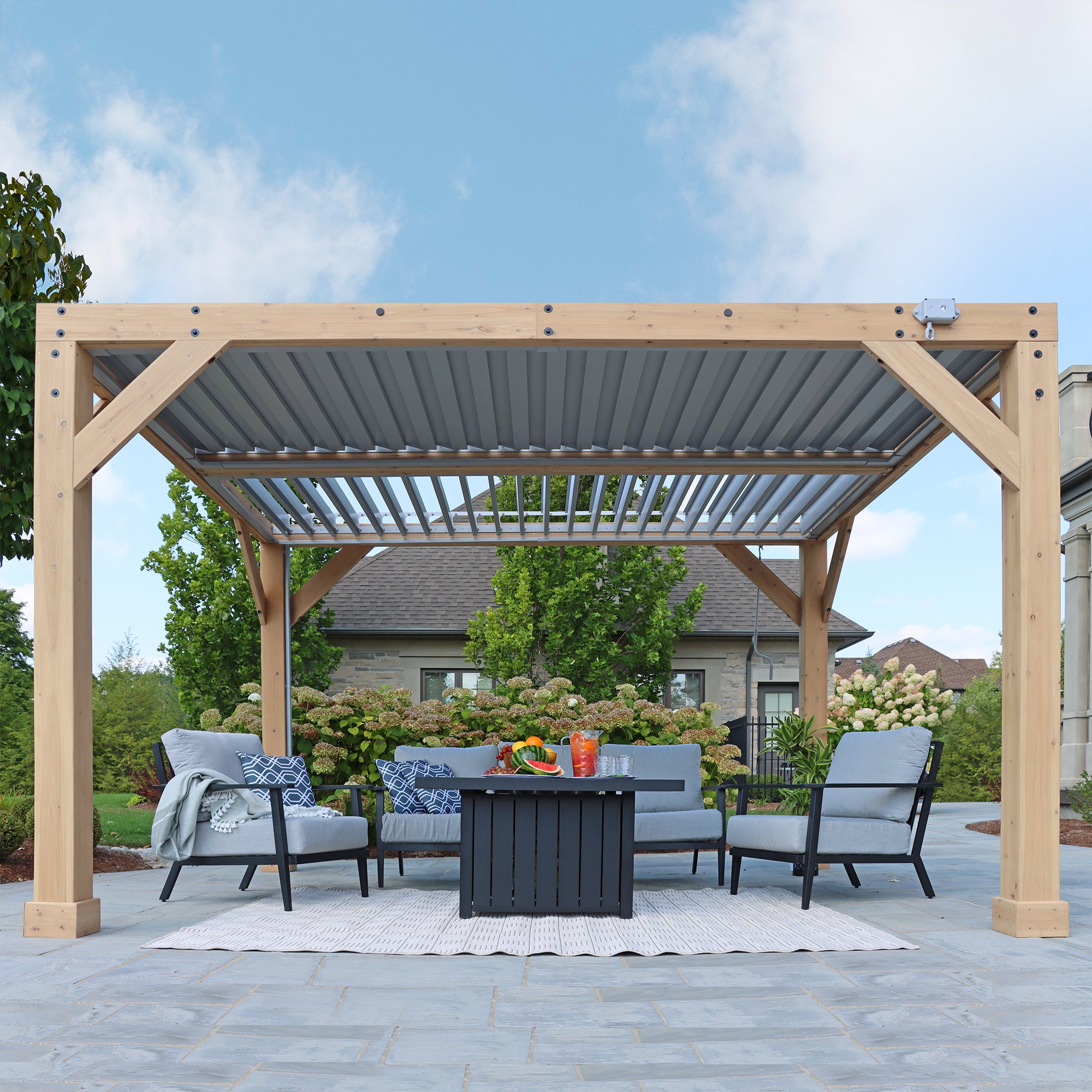 Yardistry 10 x 12 Meridian Wood Room with Louvered Roof