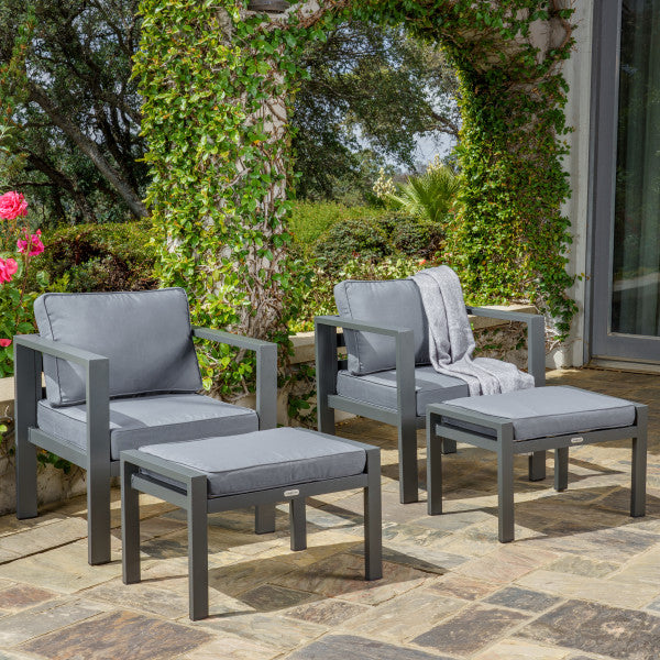 Tortuga Outdoor Lakeview Modern 2 Chairs 2 Ottomans Seating Set