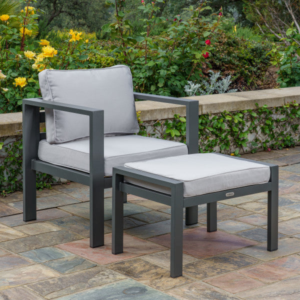 Tortuga Outdoor Lakeview Modern, 2-Pc Seat Set, Chair/Otto - Grey