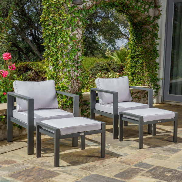 Tortuga Outdoor Lakeview Modern 2 Chairs 2 Ottomans Seating Set
