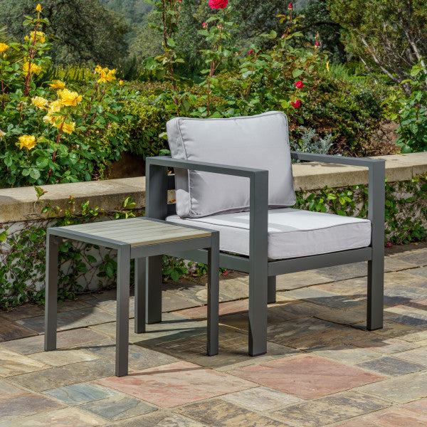Tortuga Outdoor Lakeview Modern, 2-Pc Seat Set, Chair/Side Table - Grey