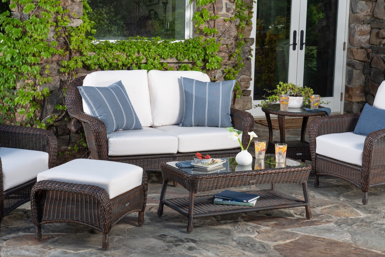 Tortuga Outdoor Sea Pines 6-Pc Deep Seating Set w/ Loveseat (2 chairs, loveseat, coffee table, side table, ottoman)