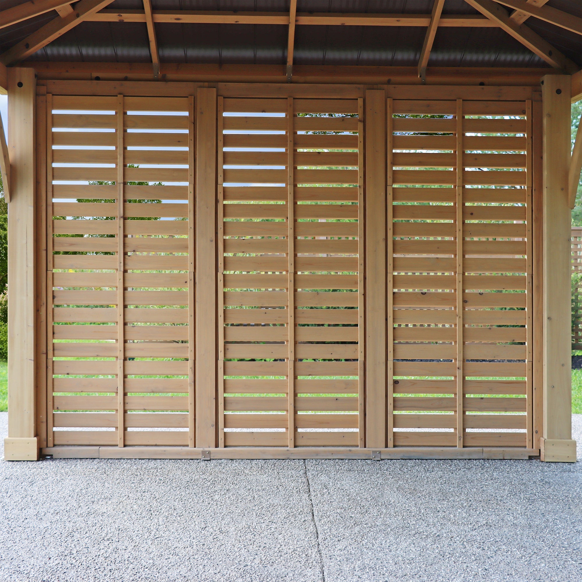 Inside view of 10 ft. gazebo privacy wall by Yardistry