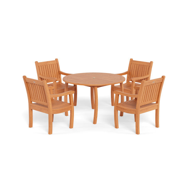 Tortuga Outdoor Jakarta Teak 5pc Dining Set (48" Dining Table & 4 Arm Chairs)