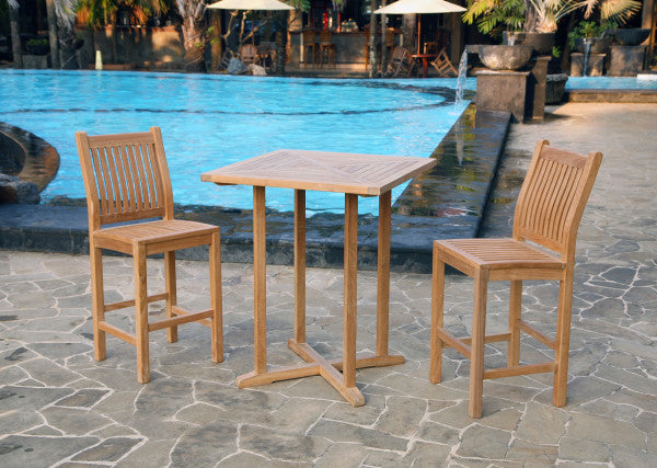 Tortuga Outdoors Jakarta Teak 3pc Bar Set (2 chairs, 1 table)