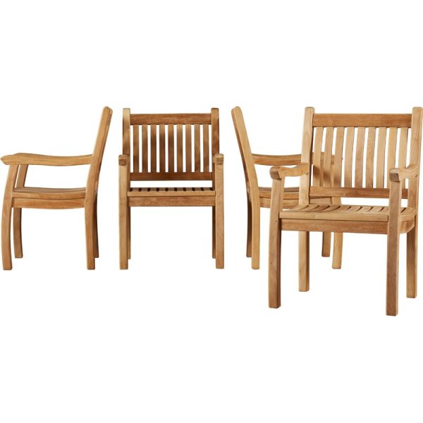 Tortuga Outdoor Jakarta Teak 5pc Dining Set (48" Dining Table & 4 Arm Chairs)