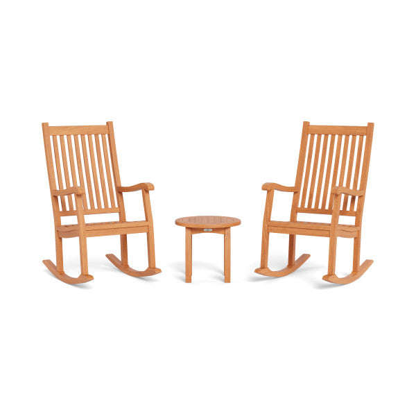 Tortuga Outdoor Jakarta Teak 3pc Rocking Chair Set (2 Rockers & 1 Side Table)