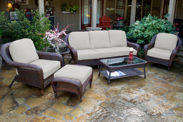 Tortuga Outdoor Sea Pines 6-Pc Seating Set w/Sofa (2 chairs, sofa, coffee table, side table, ottoman)