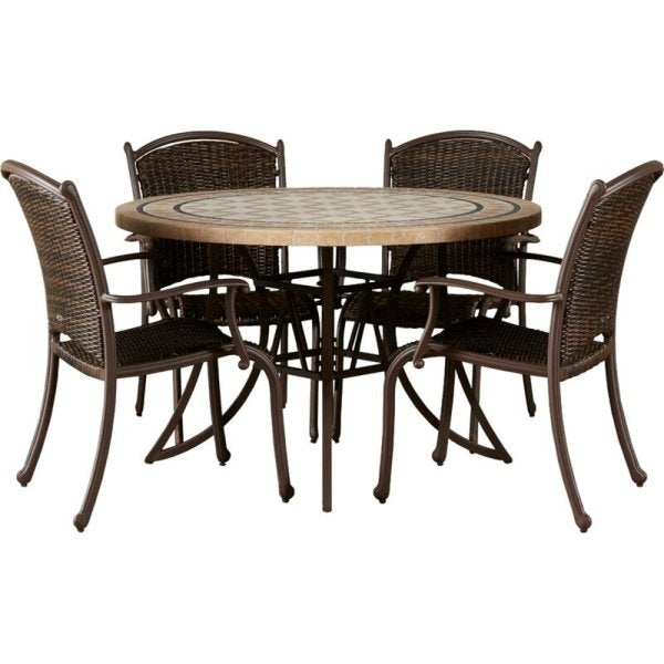 Tortuga Outdoor Marquesas 5Pc Dining Set (4 arm chairs, 48" stone table)