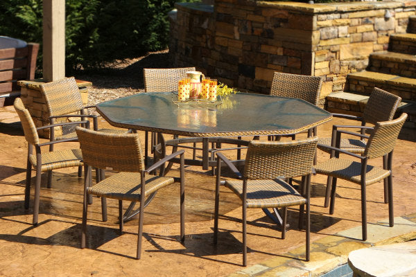 Tortuga Outdoor Maracay 9-Piece Dining Set (extra large octagonal dining table, 8 chairs)