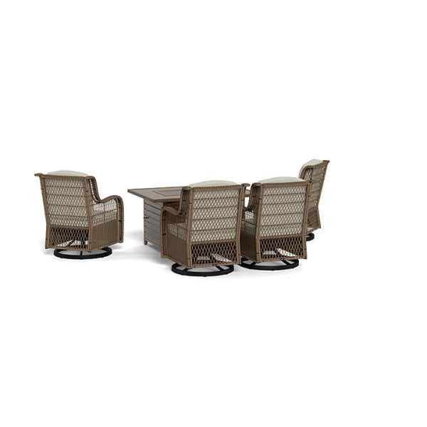 Tortuga Outdoor Rio Vista 5-Pc Fire Set (4 Swivel Chairs, 1 Fire Table) - Sandstone