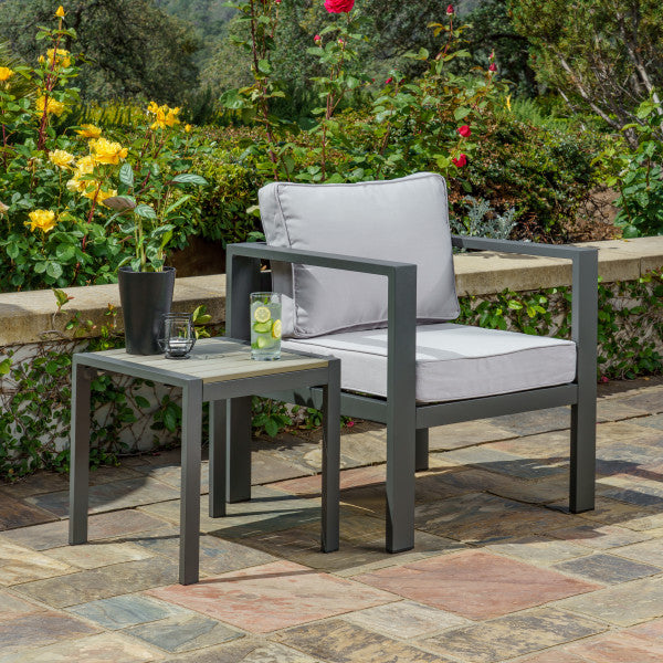 Tortuga Outdoor Lakeview Modern, 2-Pc Seat Set, Chair/Side Table - Grey