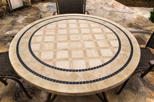 Tortuga Outdoor Marquesas 5Pc Dining Set (4 swivel rockers, 48" stone table)