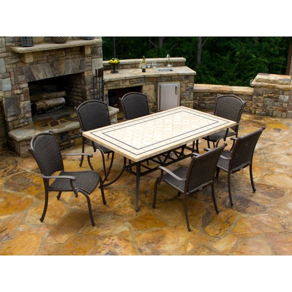 Tortuga Outdoor Marquesas 7Pc Dining Set (6 chairs, 70" stone table)