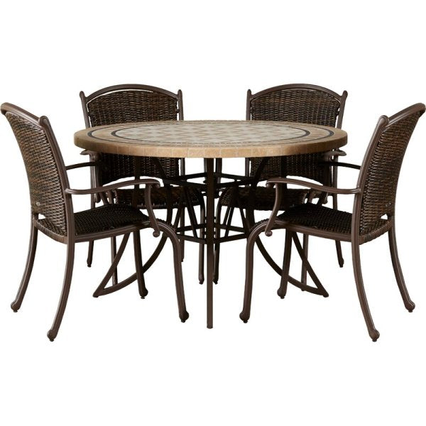 Tortuga Outdoor Marquesas 5Pc Dining Set (4 swivel rockers, 48" stone table)