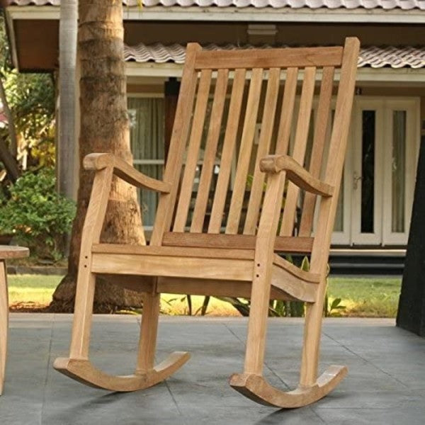 Tortuga Outdoor Jakarta Teak 3pc Rocking Chair Set (2 Rockers & 1 Side Table)