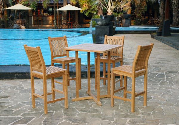 Tortuga Outdoor Jakarta Teak 5pc Bar Set (4 chairs, 1 table)