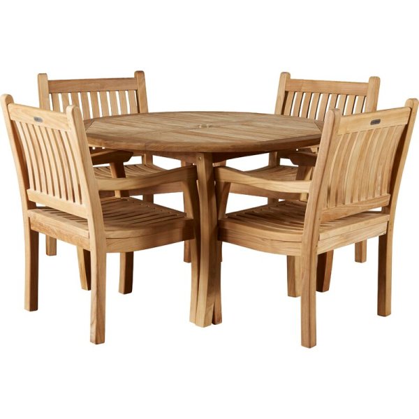 Tortuga Outdoor Jakarta Teak 5pc Dining Set (48" Dining Table & 4 Arm Chairs)