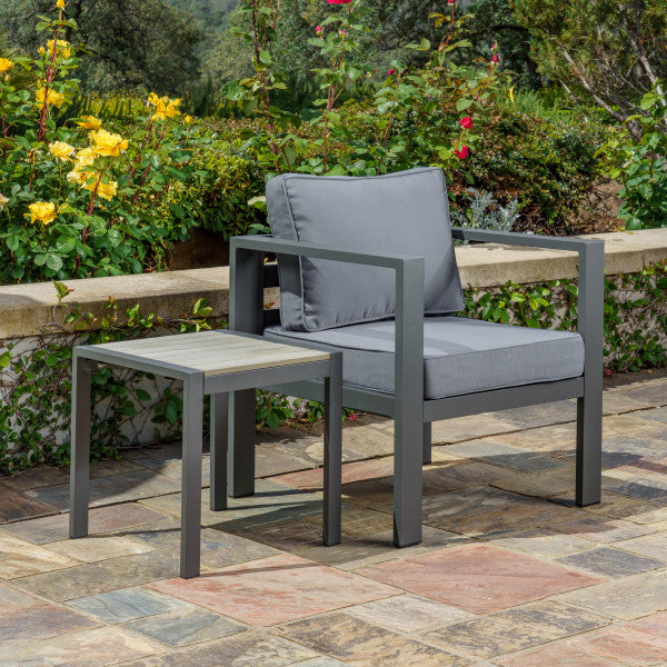 Tortuga Outdoor Lakeview Modern, 2-Pc Seat Set, Chair/Side Table - Grey