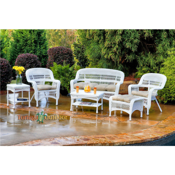 Tortuga Outdoor Portside 6Pc Seating Set (2 chairs, loveseat, coffee table, side table, ottoman)